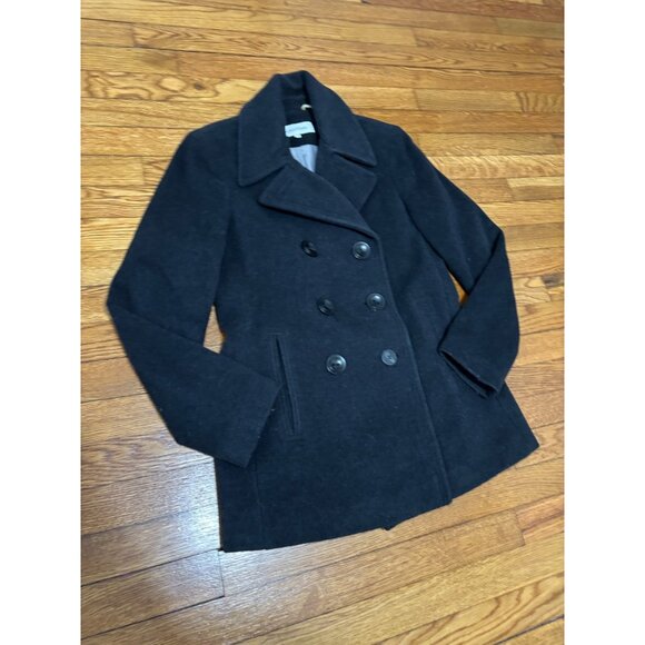 Calvin Klein Women's Peacoat Sz 4 Charcoal Gray Double Breasted Wool Blend Coat - Picture 3 of 6